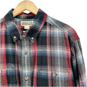 Duluth Trading Flannel Shirt Men's Xl Long Sleeve Button Down Grey Cotton